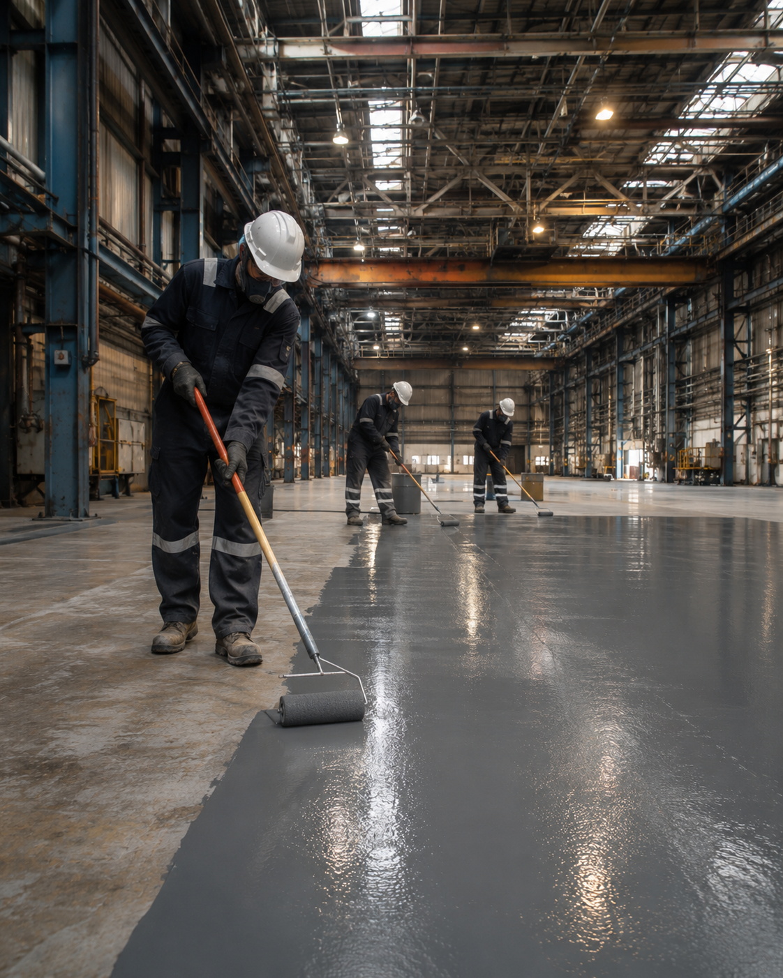 Aplicação de epóxi em piso industrial